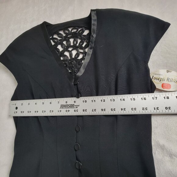 Vintage Joseph Ribkoff Womens Black Cap Sleeve Dress 8 Back Cutout New $210 - Picture 8 of 10